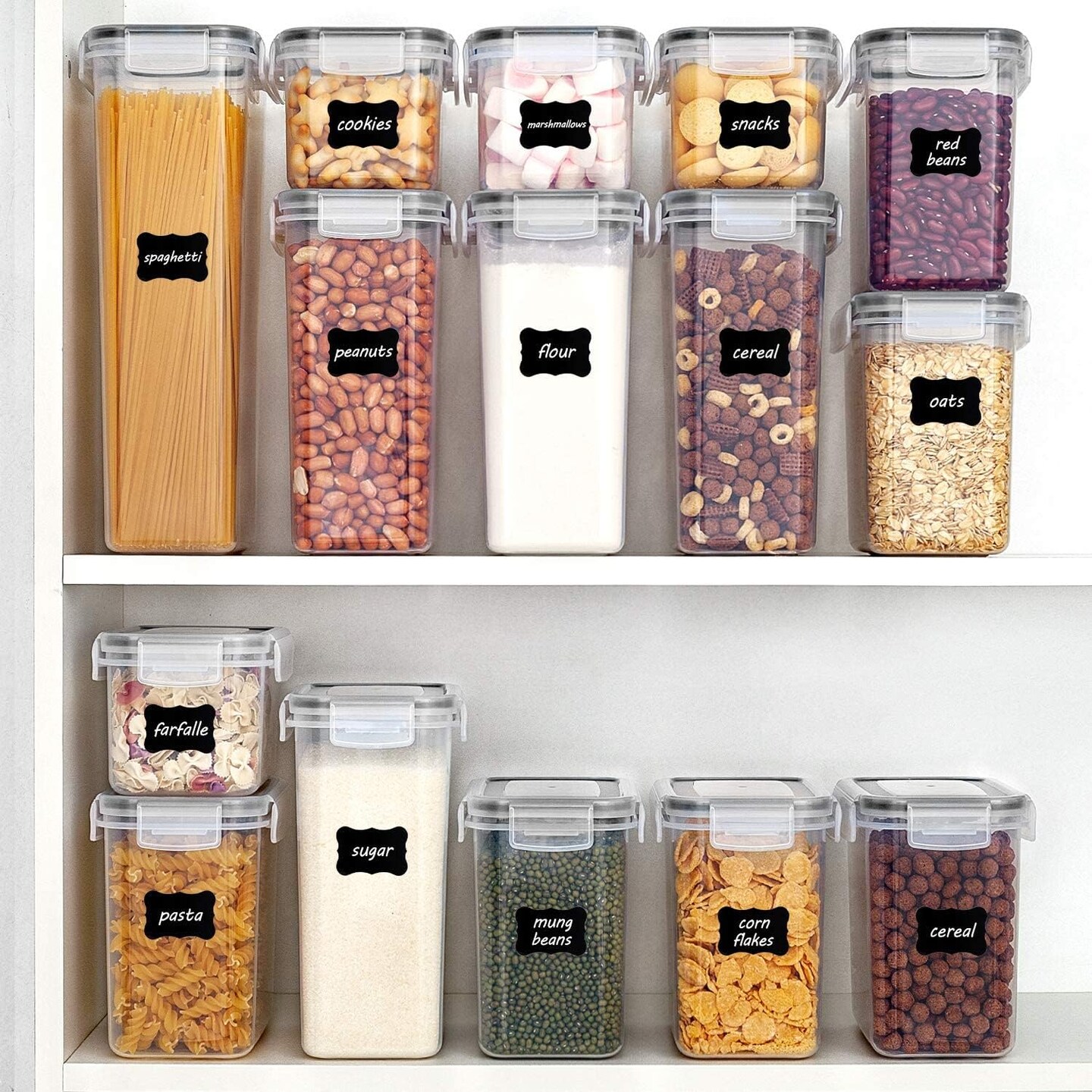  Lifetime Home 32 PACK Airtight Food Storage Containers Set with  Lids for Kitchen & Pantry Organization - BPA-Free for Cereal, Pasta, Rice,  Vegetables, Fruits & Flour - FREE Markers and Labels
