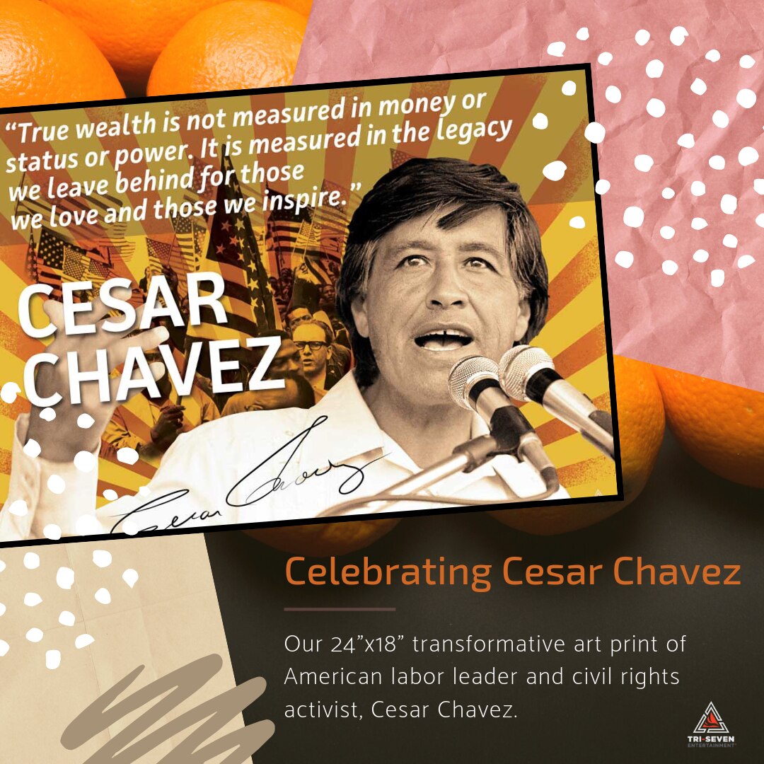 Cesar Chavez Poster Quote Labor Activist Education Art Print, 24&#x22;x18&#x22;, Unframed