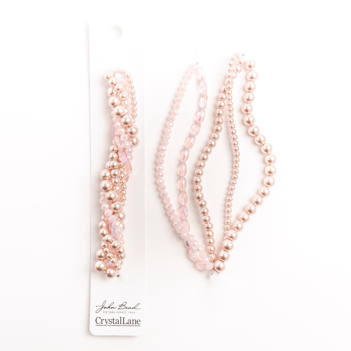 Crystal Lane DIY Peony Twisted Glass &#x26; Pearls Beads, 5 Strands