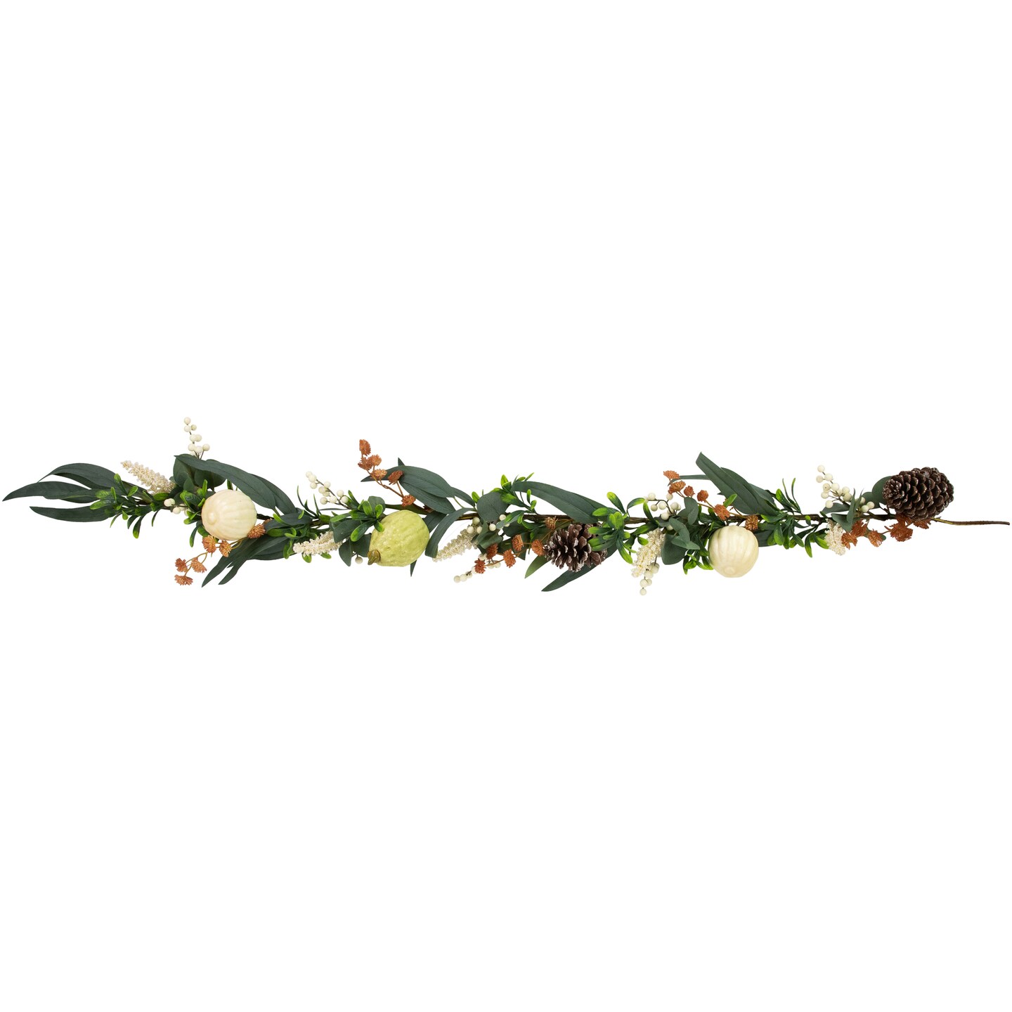 Northlight 5&#x27; x 6&#x22; Green Gourds and Foliage Artificial Fall Harvest Garland - Unlit