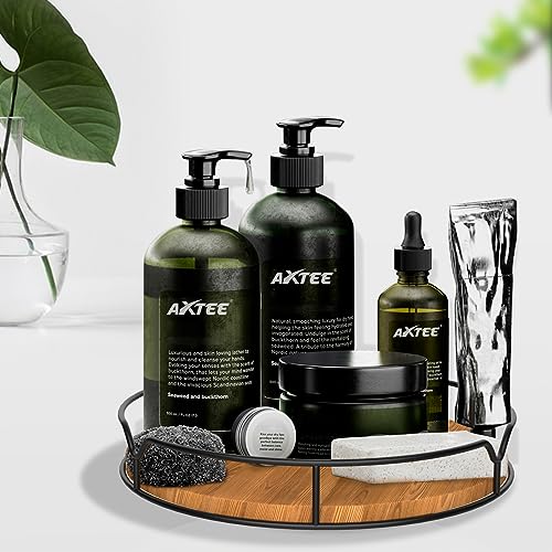 Lazy Susan Turntable Organizer for Cabinet Pantry Kitchen Countertop Refrigerator Cupboard, Pine Wood, 9", Carbonized Black