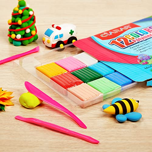 Small Modeling Clay Set, 12 Colors Safe &#x26; Non-Toxic Oven Bake Polymer Clay Starter Kit for Kids/Beginners