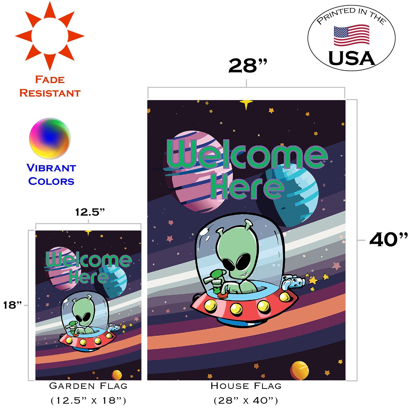 Welcome Here Alien Decorative Ufo Flag