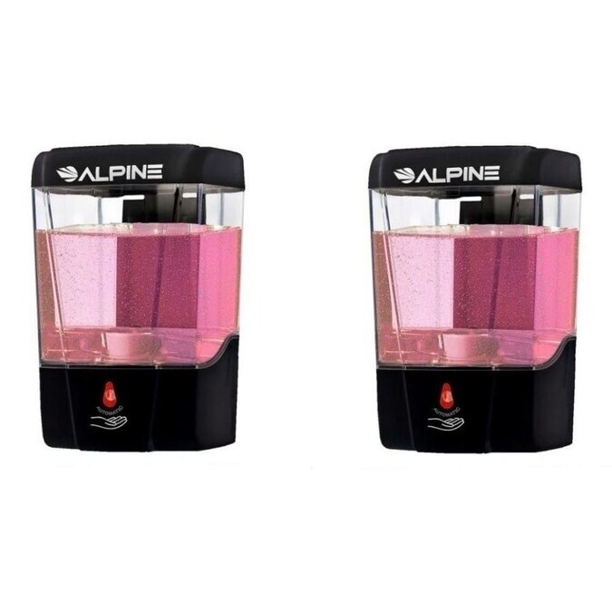 Alpine Industries   700 ml. Automatic Gel Hand Sanitizer Liquid Soap Dispenser in Black (2-Pack)