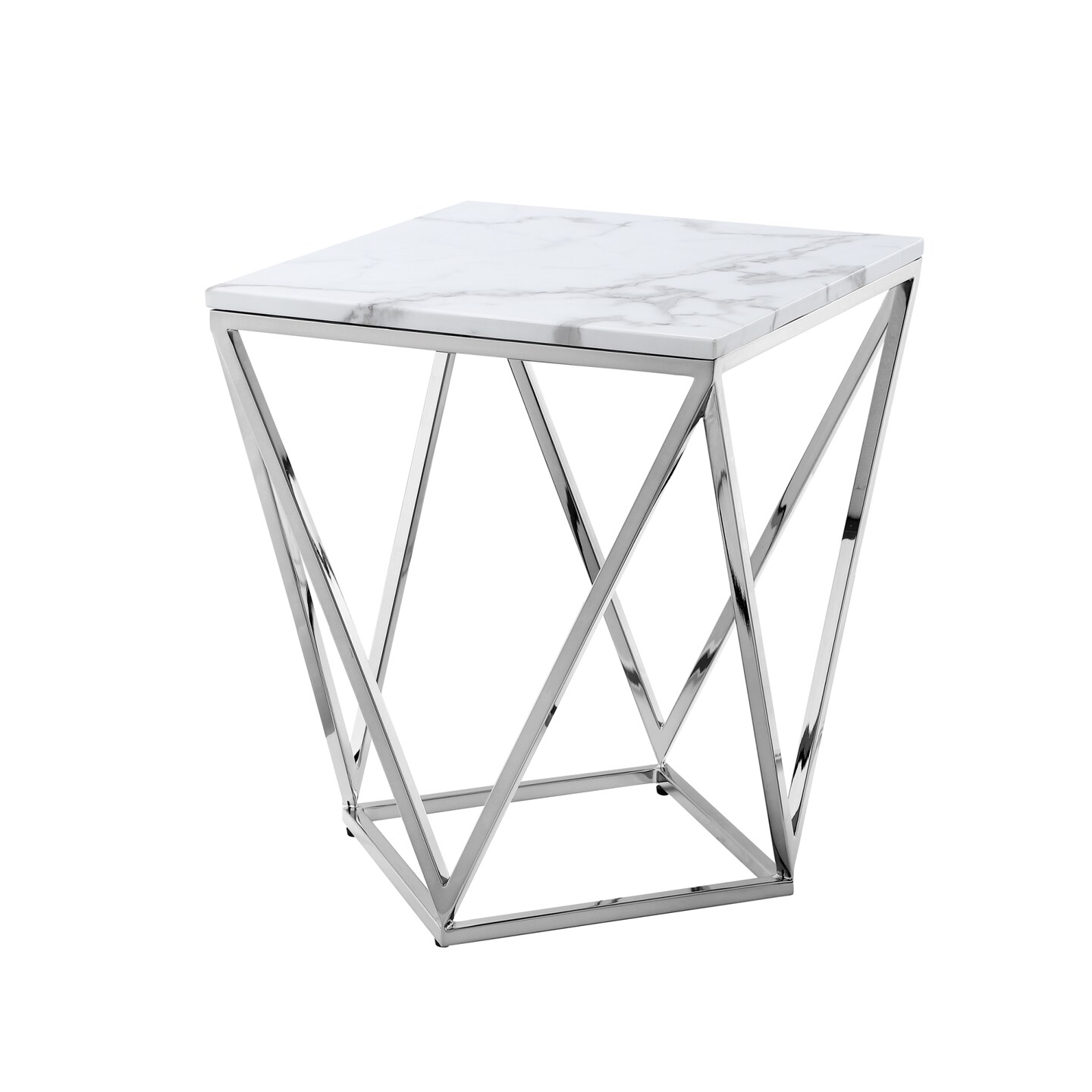 Ignacio Marble Top End Table with Metal Base