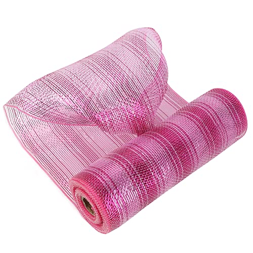 MEEDEE Pink Deco Mesh 10 Inch Valentine Hot Pink Mesh Ribbon Fabric Mesh  Roll Decorative Mesh Wreath Supplies for Valentine's Day Wreath Front Door  Mesh Wreath (30 Feet)