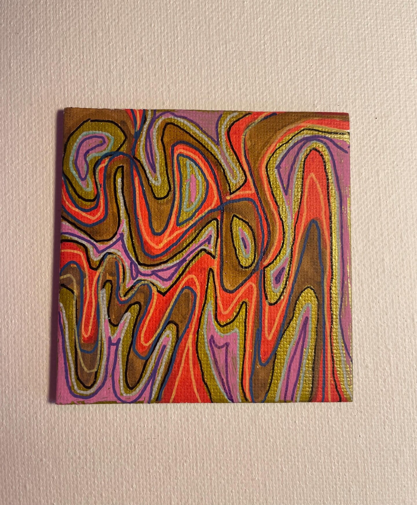 "Go With The flow" 3x3" Hand Painted Canvas Magnet