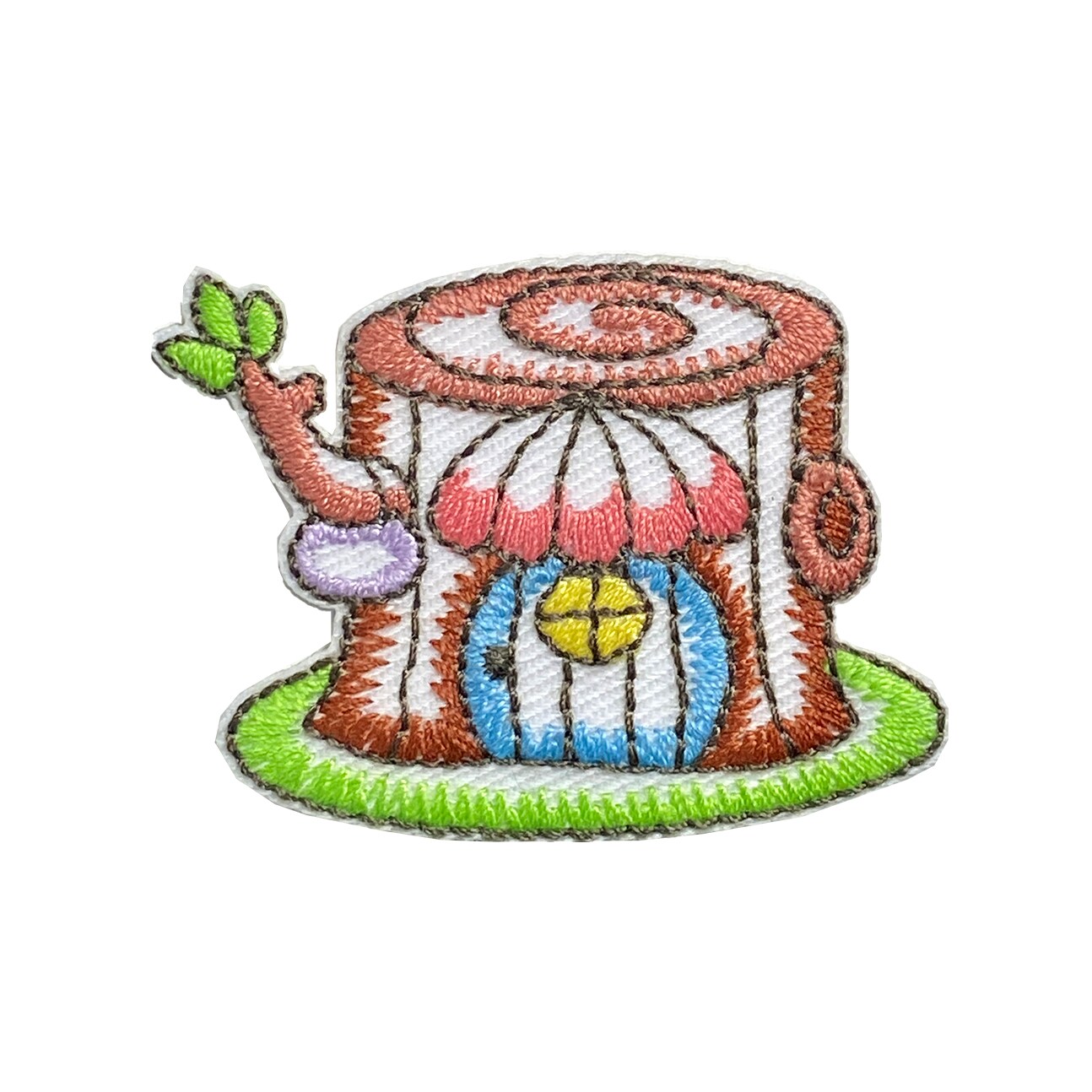 Garden Gnome Tree Stump House, Folk Art, Embroidered, Iron-on Patch