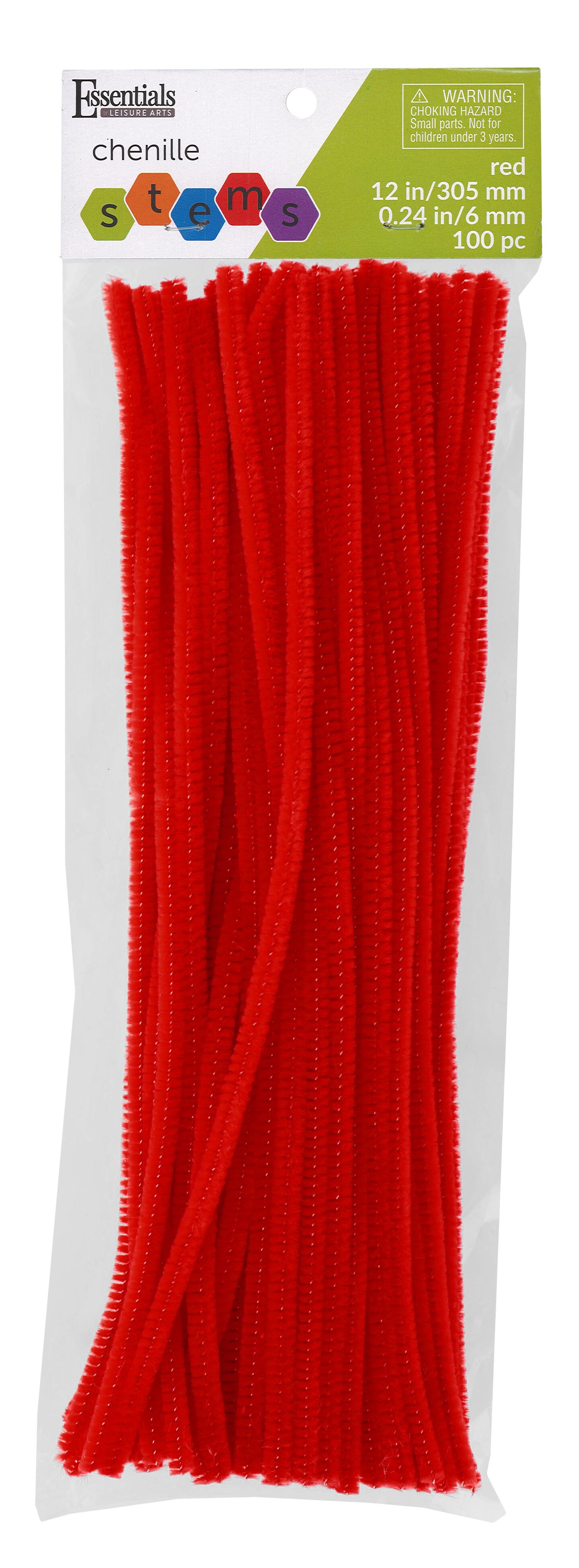 Essentials By Leisure Arts Arts Chenille Stem 12&#x22; 6mm Red 100pc