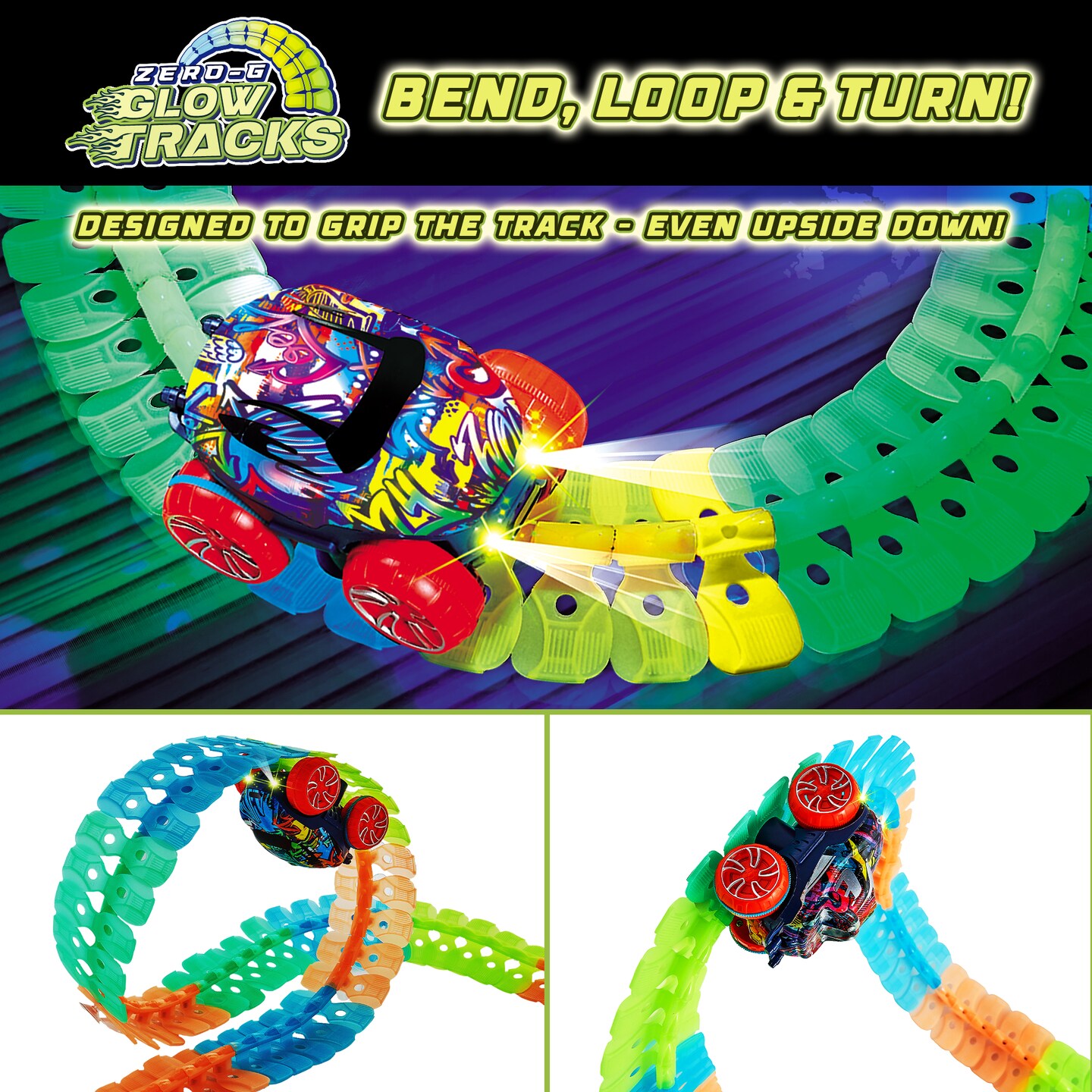 USA Toyz Zero-G Glow Race Track for Kids- 60pcs