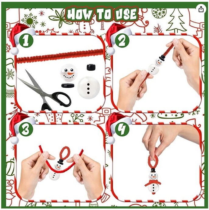 36 Pieces Christmas Crafts for Children, Beaded Ornament Kit to Make Wreath Snowman Christmas Tree Decorations Holiday Tree Party Supplies
