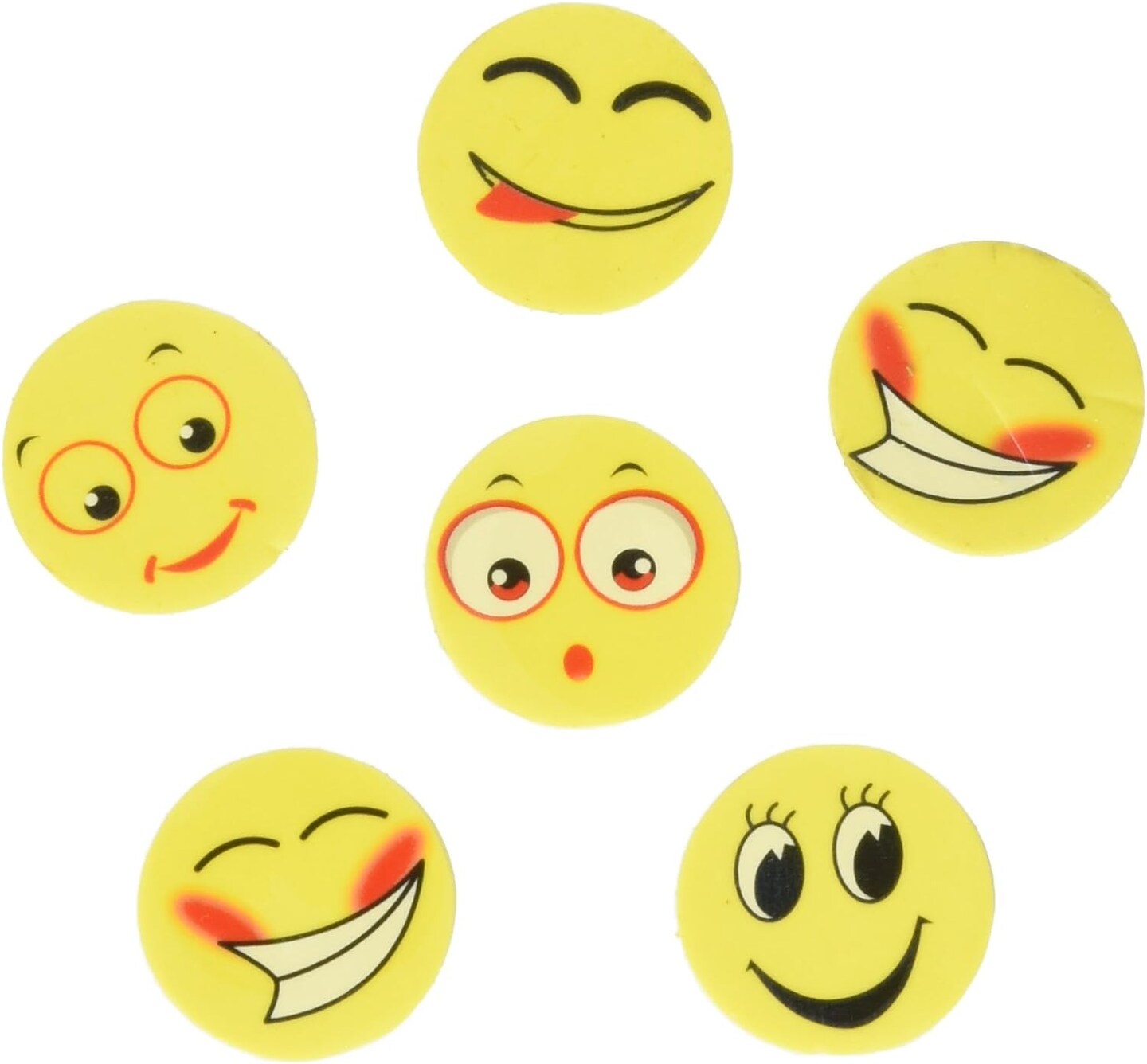 Rhode Island Novelty Lot of 72 Assorted Round Emoticon Face Erasers