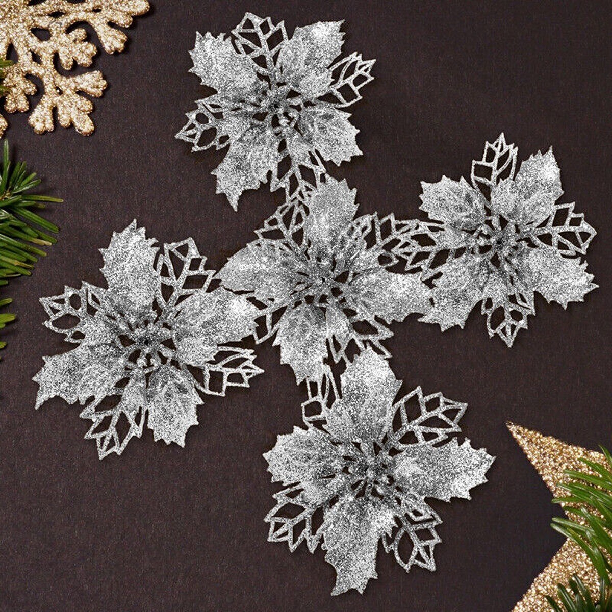 Shining Hanging Flowers Christmas Decoration 10 pcs