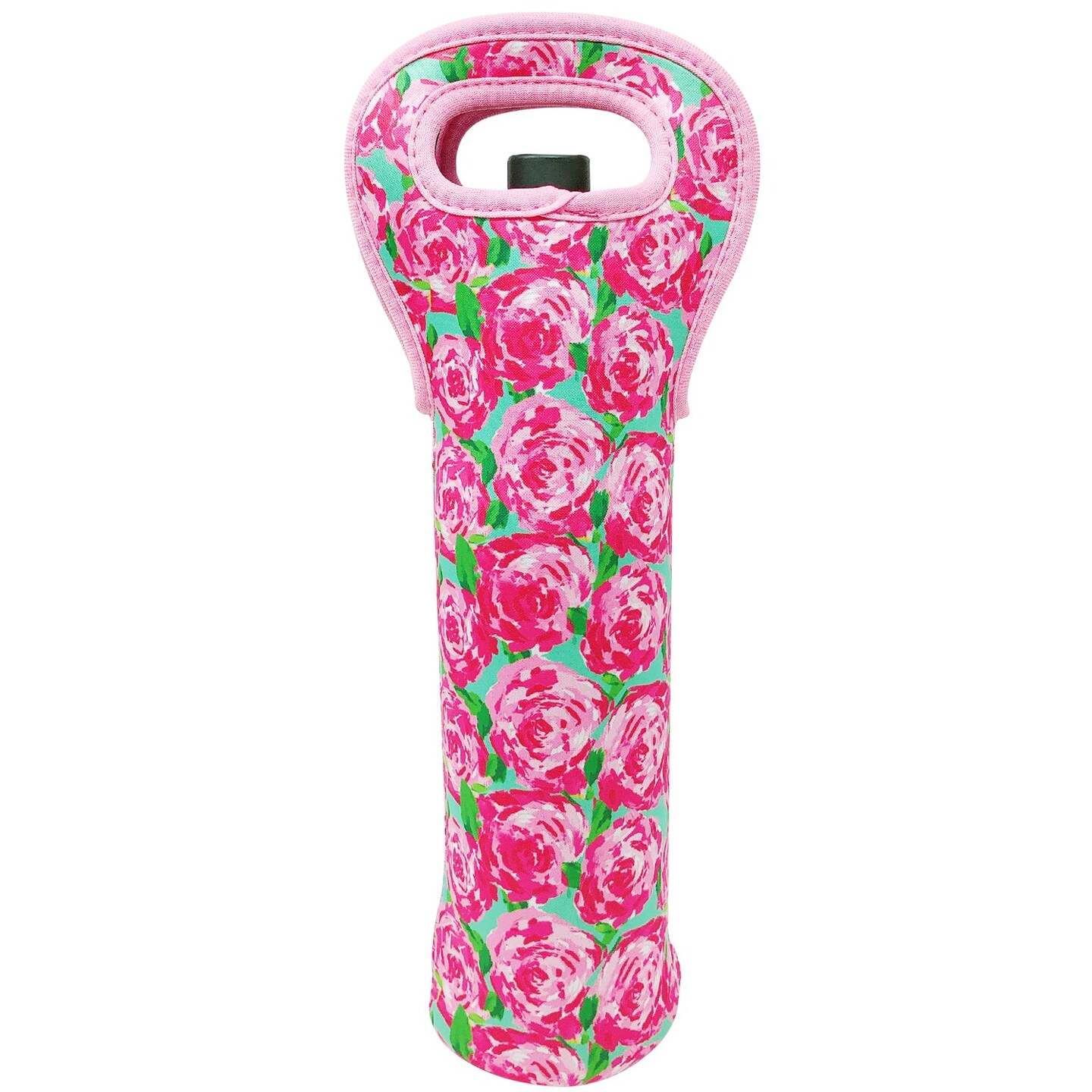 Wrapables Insulated Neoprene Wine Tote, One Bottle / Pink Roses