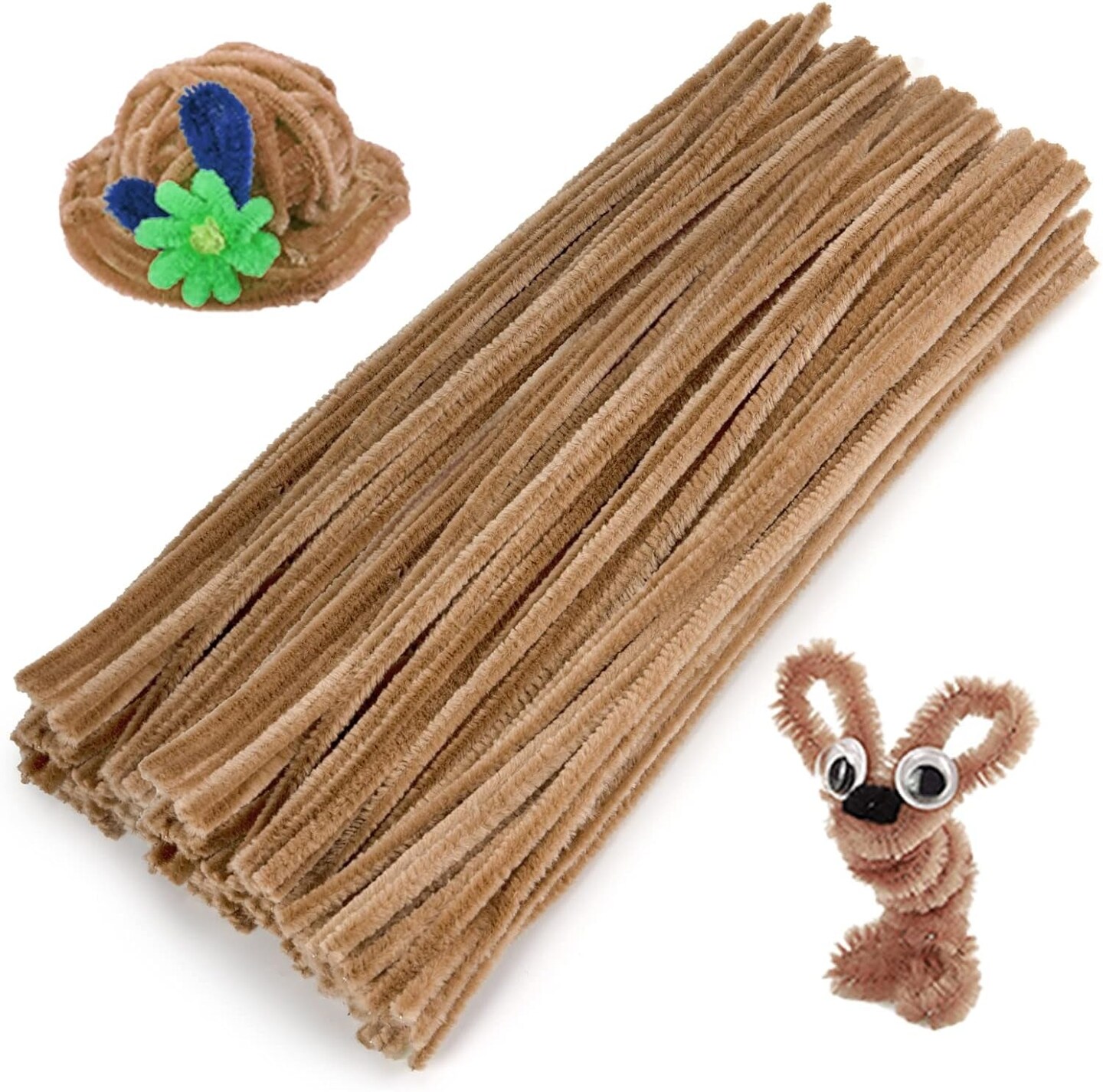100 Pieces Pipe Cleaners Chenille Stem, Brown Pipe Cleaners Craft