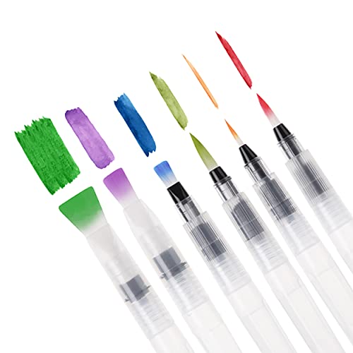6 PCS, Watercolor Brush Pens, Refillable Watercolor Brush Pens