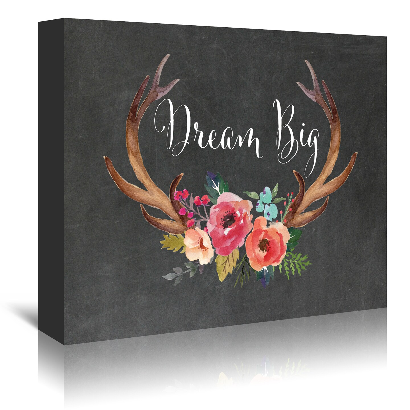 Dream Big Antlers Chalkboard  by Amy Brinkman  Gallery Wrapped Canvas - Americanflat