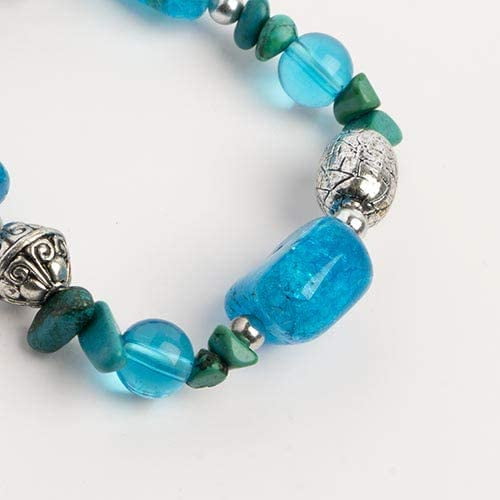 Earth&#x27;s Jewels Semi-Precious Natural Dyed Turquoise Stretch Bracelet #42