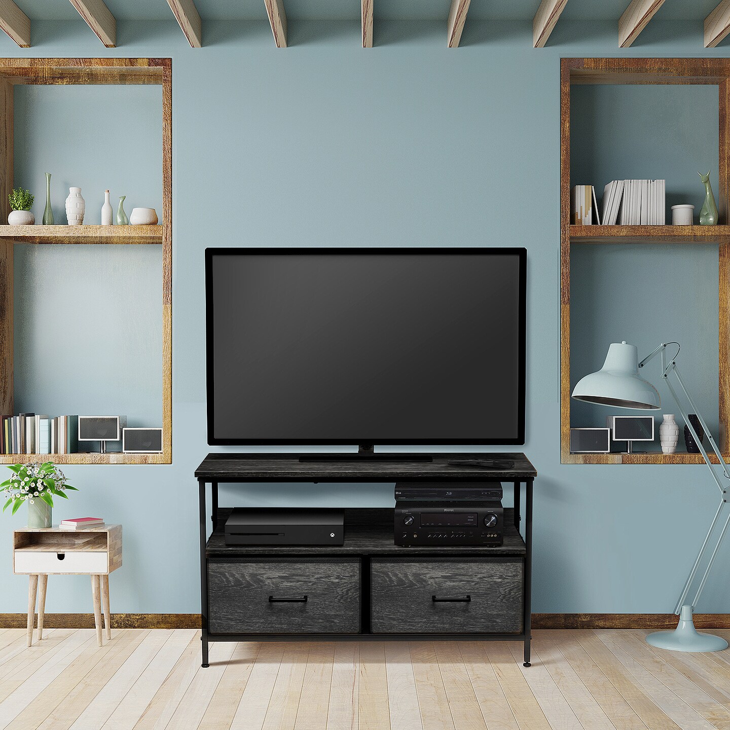 Sorbus TV Stand Dresser with 2 Drawers - Television Riser Chest with Storage - Bedroom, Living Room, Closet, &#x26; Dorm Furniture