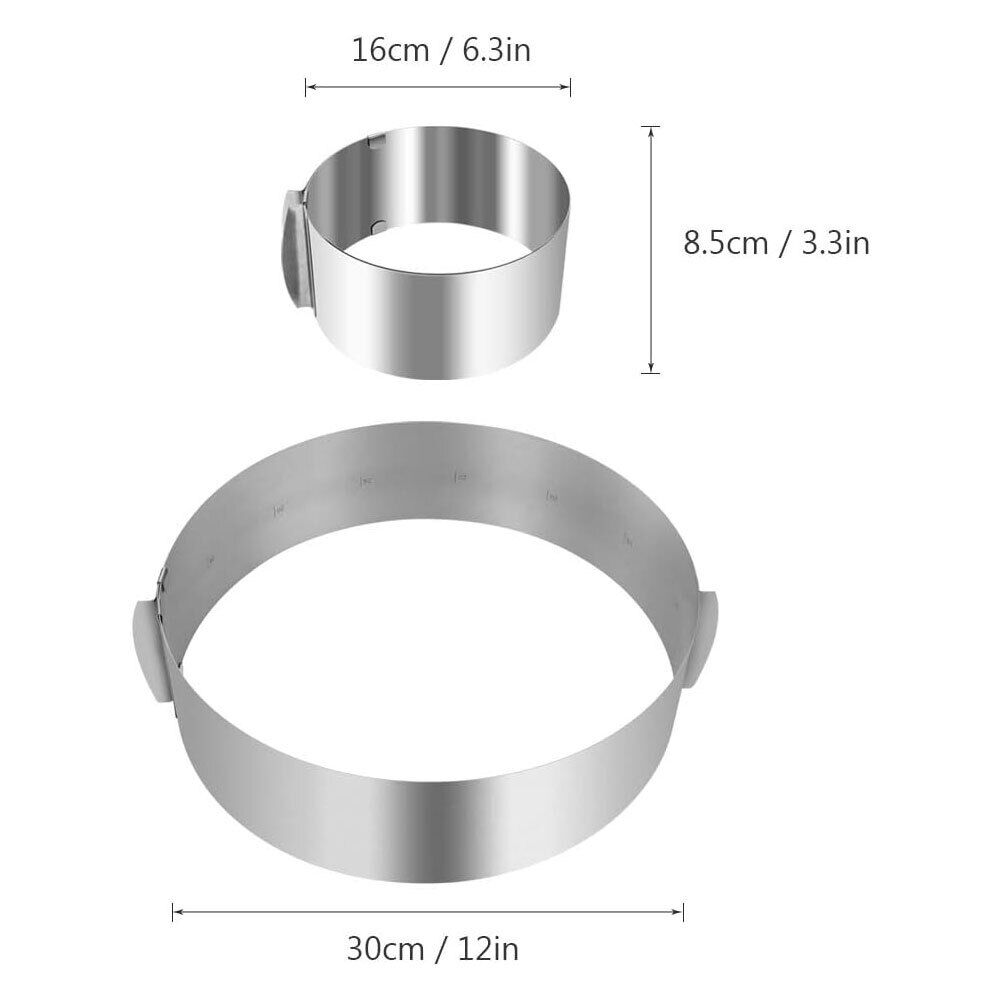 6-12 Inches Adjustable Stainless Round Cake Ring Decorating Mould