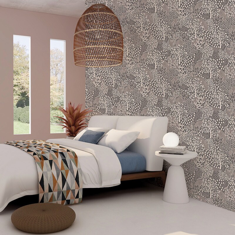 Tempaper Woodland Fantasy Peel and Stick Wallpaper Mythical Grey