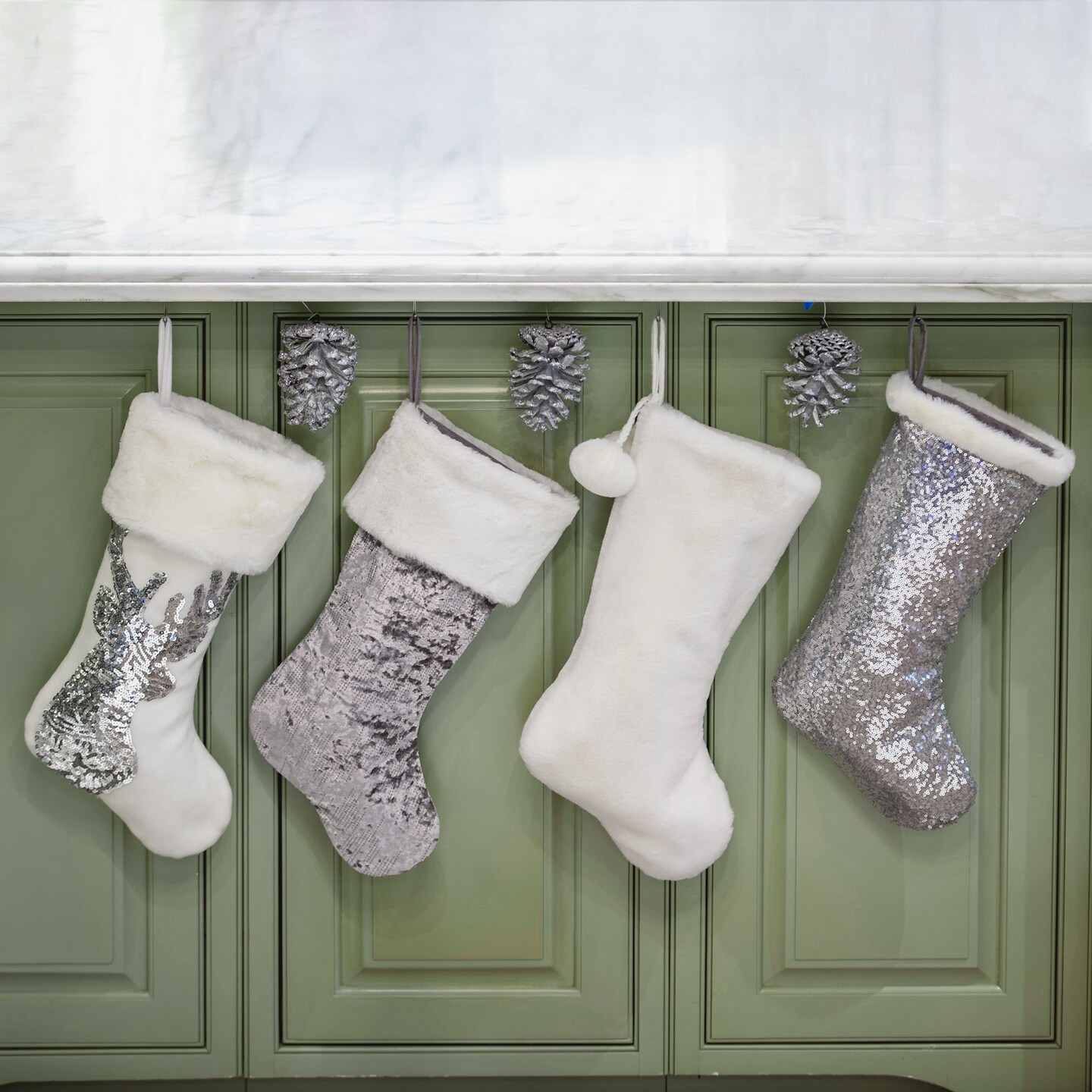 Reflective Silver Sequin Stocking