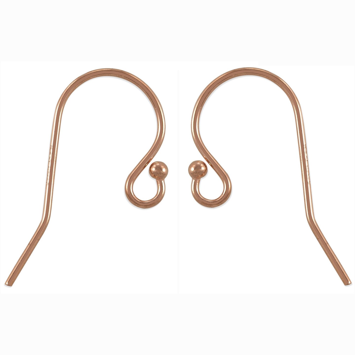 14k Rose-Gold-Filled Earring Wires with Loop for Jewelry Making, 1 Pair