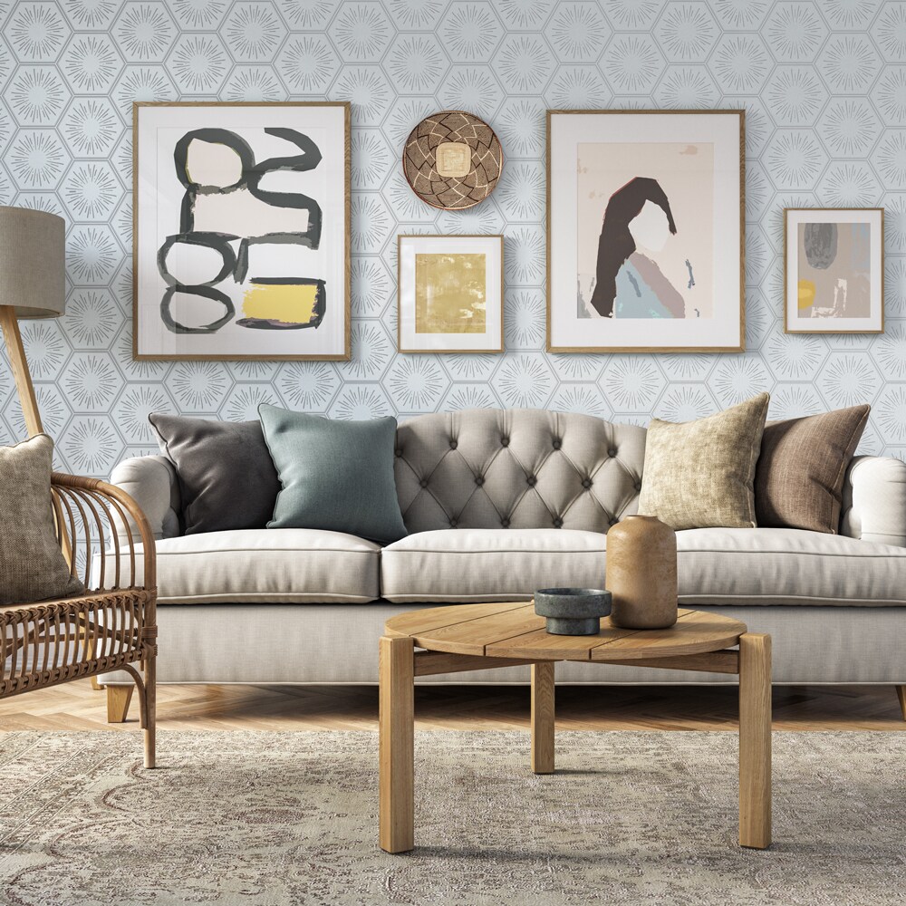 Tempaper Hello Sunshine Peel and Stick Wallpaper White/Metallic Platinum