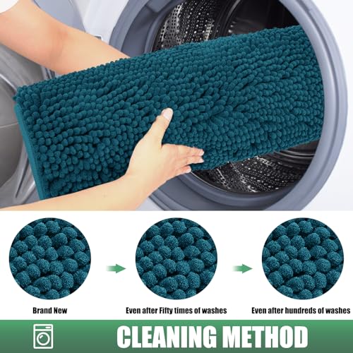 IM HOME Durable Chenille Absorbent Outdoor Doormat 24&#x22; x 36&#x22;, Muddy Washable Door Mats for Dog Non Slip Heavy Indoor Doormat Soft Front Inside Doormat for Entryway, Mud Dog Paws, Patio Teal Blue