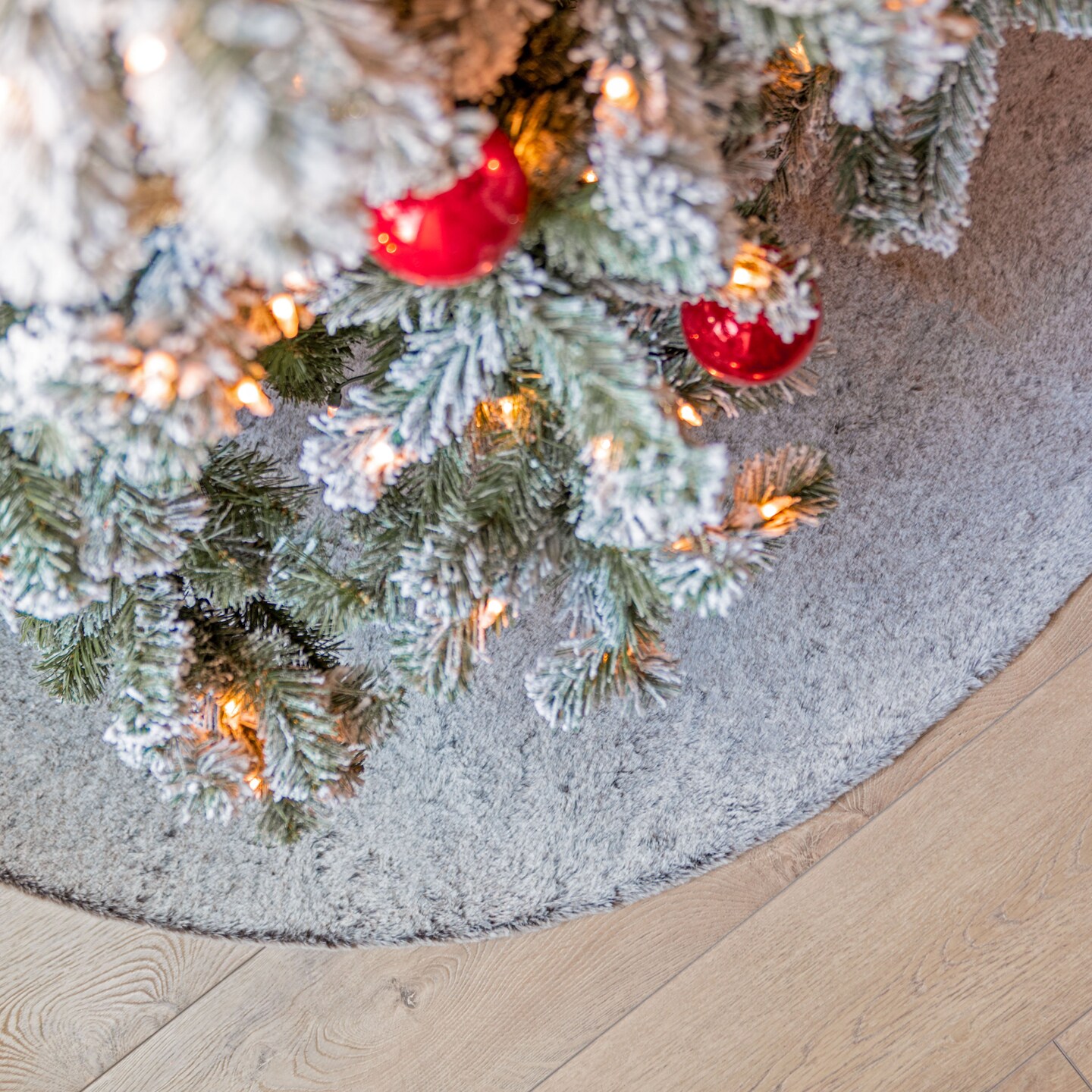 Arctic Grey Faux Fur Christmas Tree Skirt - 60&#x22;