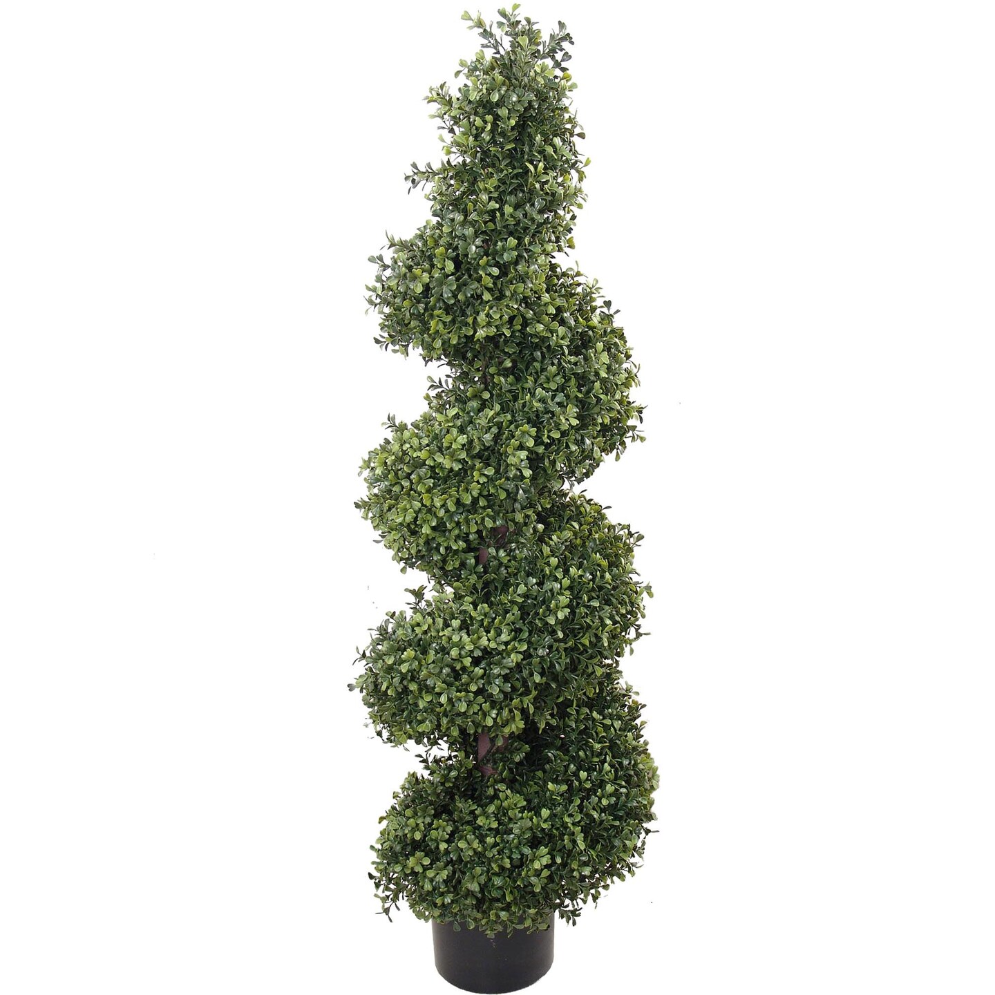 4ft UV Spiral Boxwood Topiary Tree in Black Pot by Floral Home&#xAE;