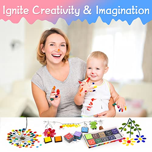 20 Colors Washable Ink Pads for Kids Rubber Stamps, Finger Print Crafts Stamp Pad for Kids, Paper, Scrapbooking, Fabric,Wood (Pack of 20)