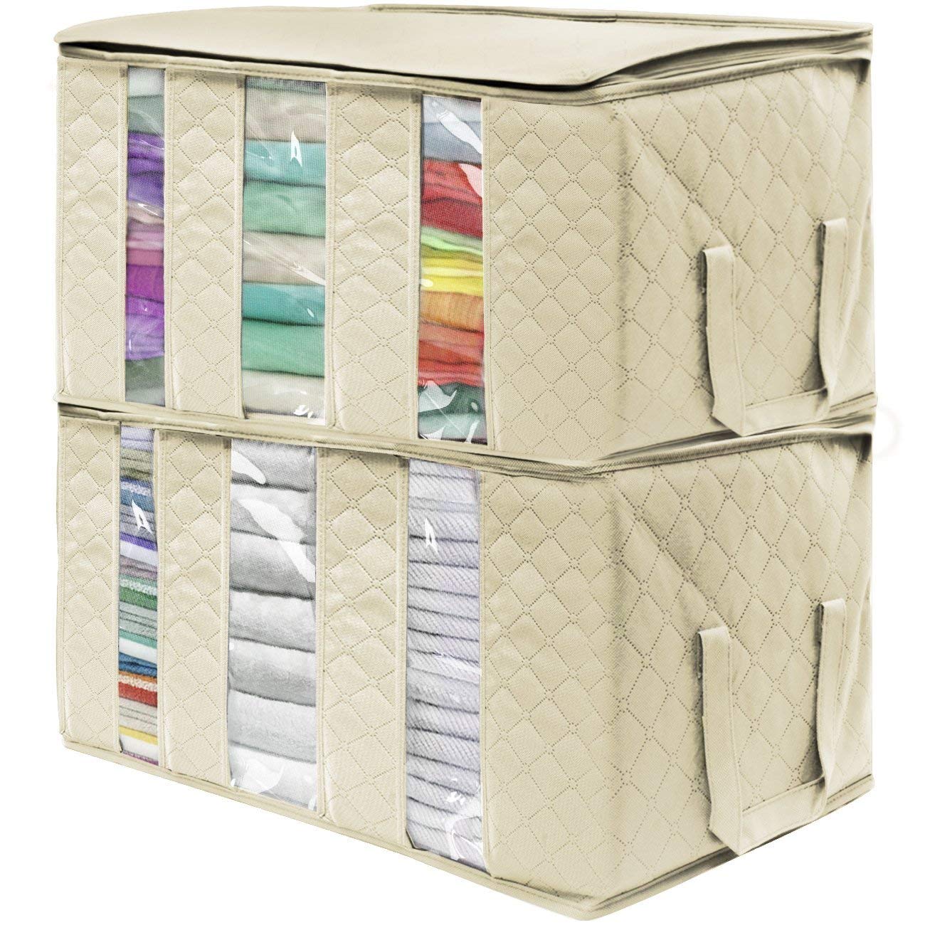 Sorbus Foldable Storage Bag Organizers with 3 divided sections (2 Pack)