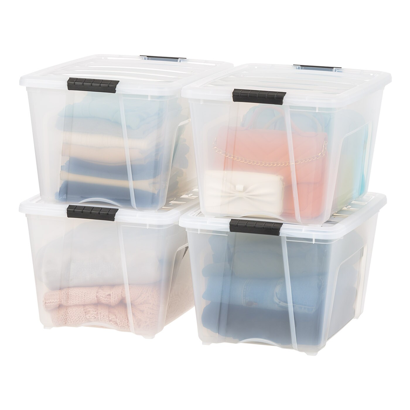 53qt Plastic Storage Bins with Lids and Secure Latching Buckles
