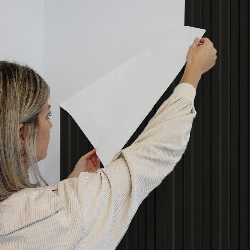 Tempaper Beadboard Peel and Stick Wallpaper Onyx Black