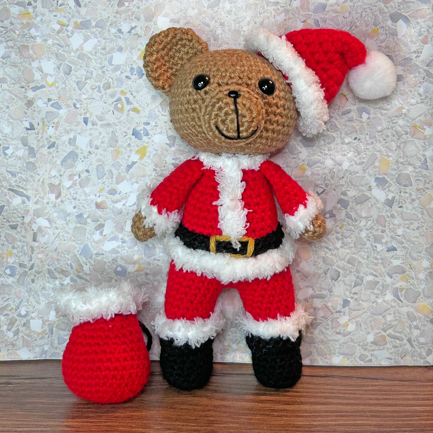 Santa Teddy Bear, Christmas Teddy Bear, Christmas Decor, Christmas Gift,  Handmade Crochet Teddy Bear Amigurumi MakerPlace by Michaels