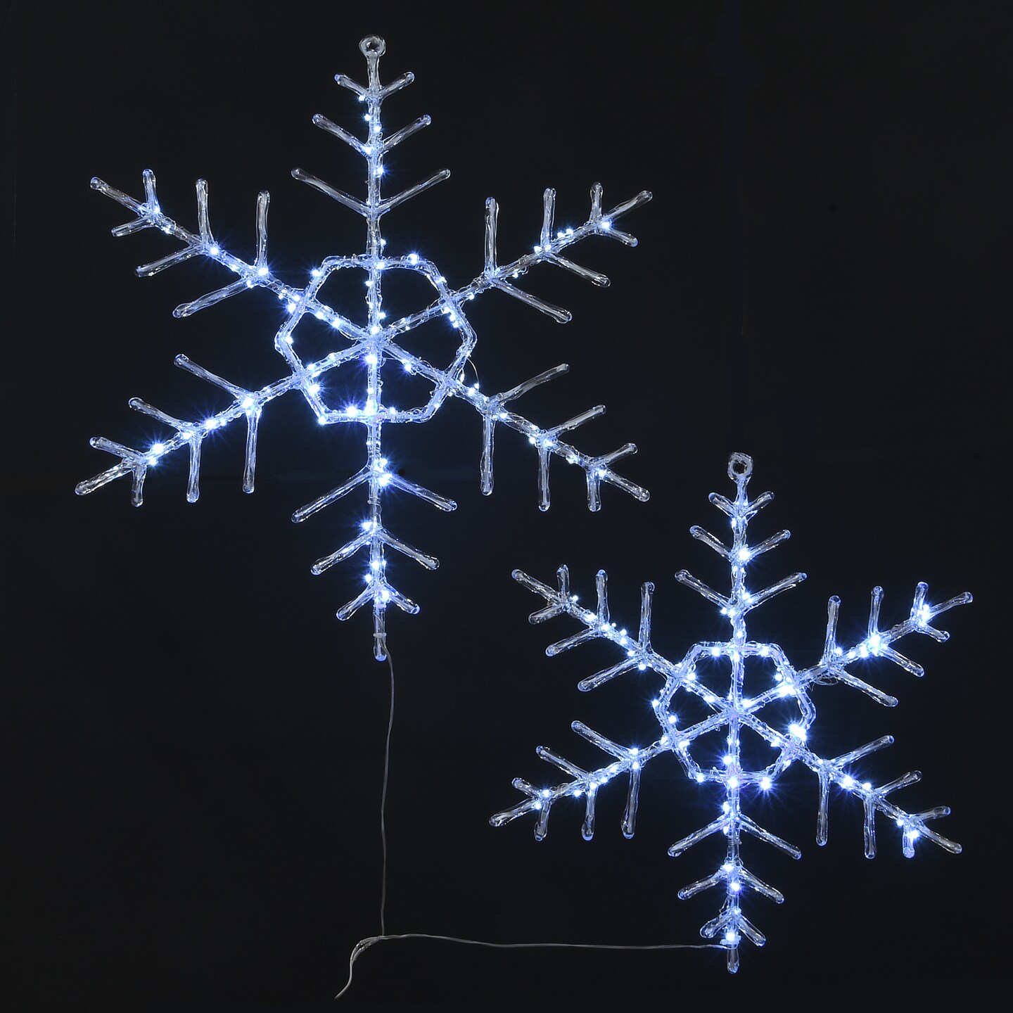 Hexagon Ice Crystal Snowflake Pair with LED Lights