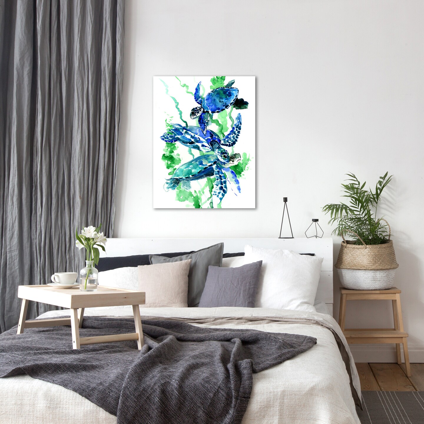 Sea Turtles Blue Green Underwater Scene by Suren Nersisyan  Gallery Wrapped Canvas - Americanflat