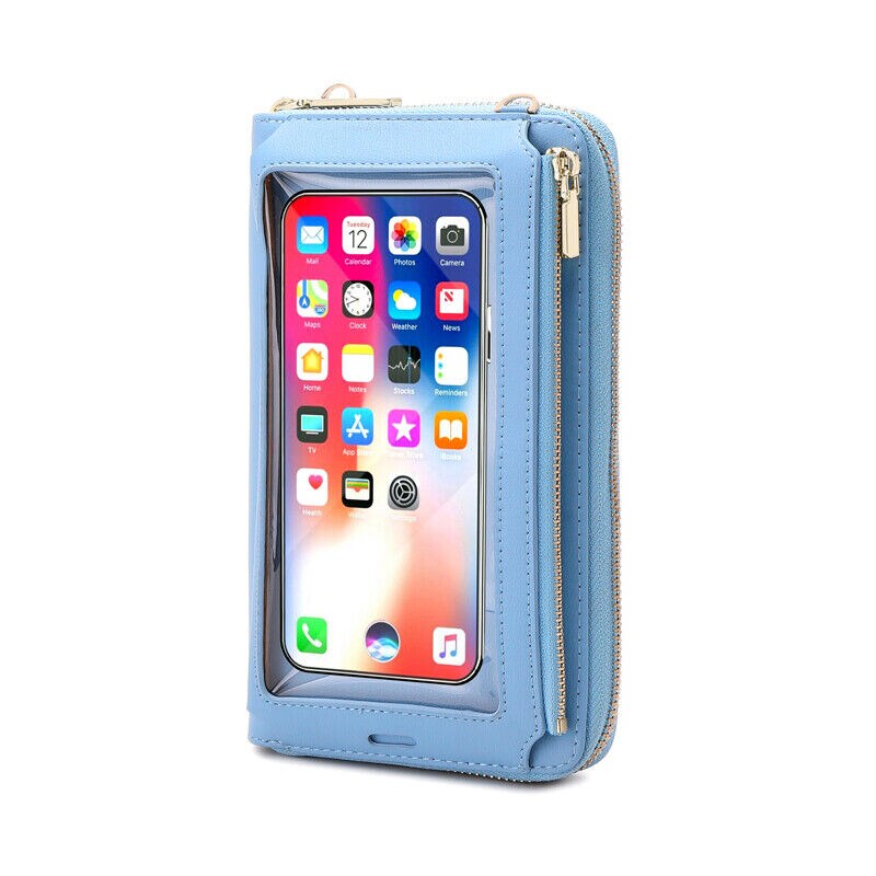Amazon.com: Ansxiy Blue Cell Phone Purse,Touchscreen Cellphone Crossbody  with Metal+PU Shoulder Strap, Waterproof Crossbody Phone Wallet Case with  Clear Window up to 6.7