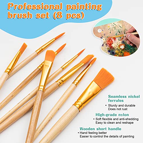 48 Piece Painting kit with 24 Acrylic Paints, 8 DIY Wooden Stencils 5 Canvas Panels 8 Brushes, Table Easel, Etc, Art Supplies Set for Kids Students Artists and Beginner.