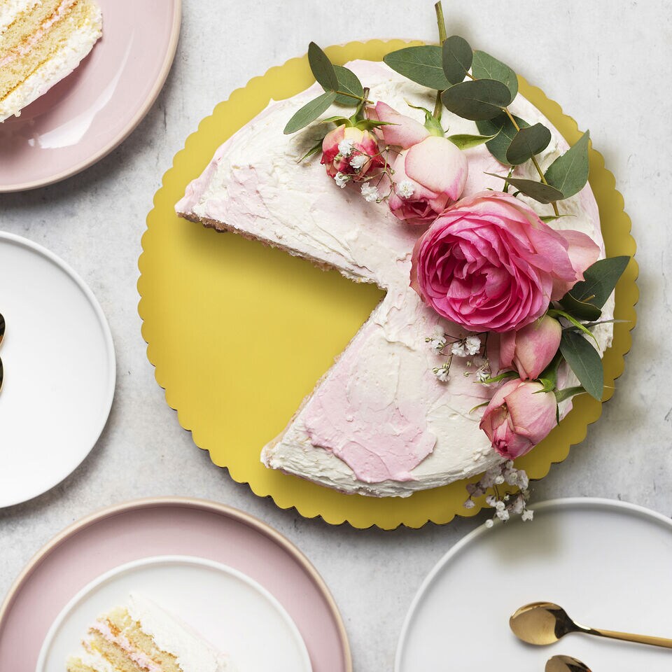 Round Cake Boards Bulk 20pk ,Cake Drum Gold Flat Scalloped Edge.