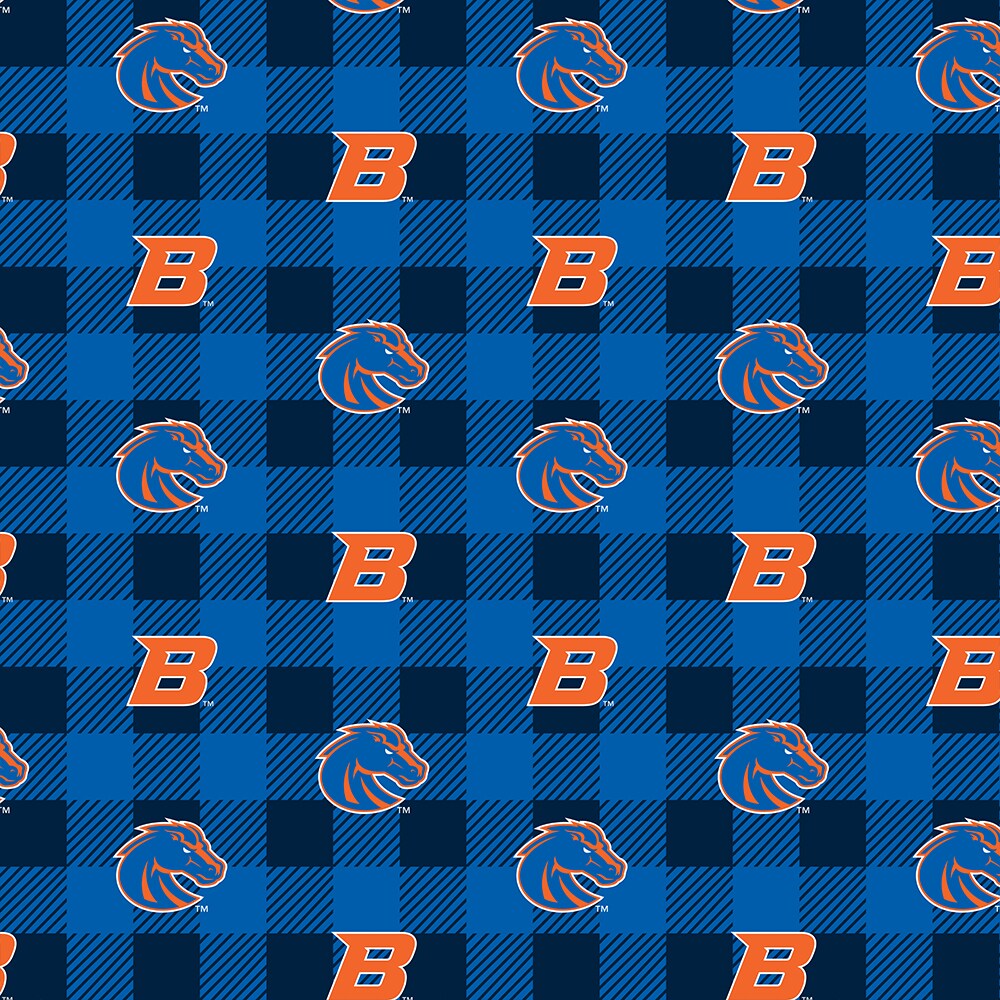 Sykel Enterprises-Boise State University Fleece Fabric-Boise State Broncos Buffalo Plaid Fleece Blanket Fabric-Sold by the yard