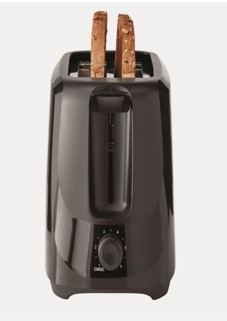 New Black 2-Slice Toaster with 6 Shade Settings and Removable Crumb Tray