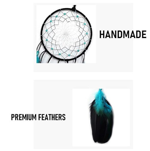 Blue Dream Catchers Handmade, Boho Traditional Circular Net for Bedroom Kids, Home Decoration, Art Ornament Craft Gift