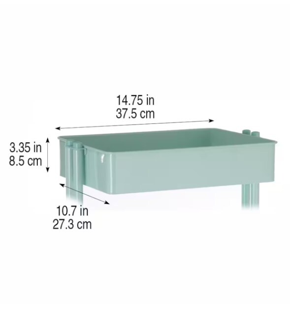 Lexington 3-Tier Rolling Cart, Removable, Convenient Storage For Dorm Rooms, Bathrooms - Mint