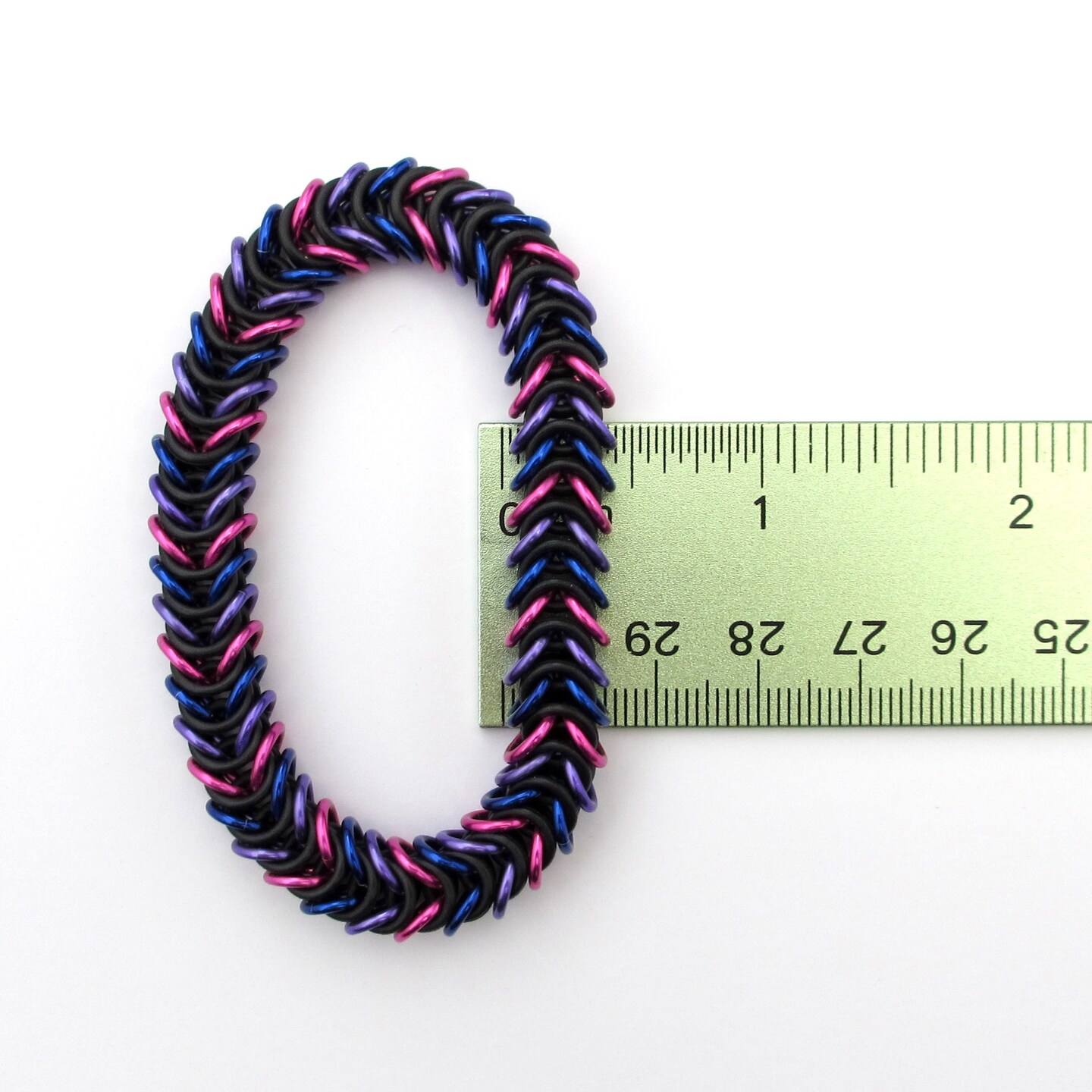 Bisexual pride stretchy bracelet, chainmail box chain in pink