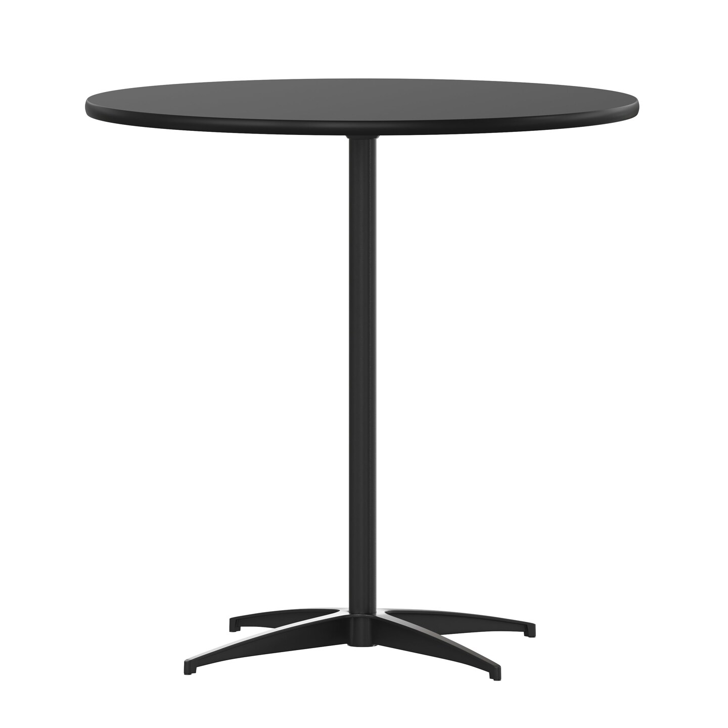 Emma and Oliver 30&#x22; Round Wood Cocktail Table with 30&#x22; and 42&#x22; Columns