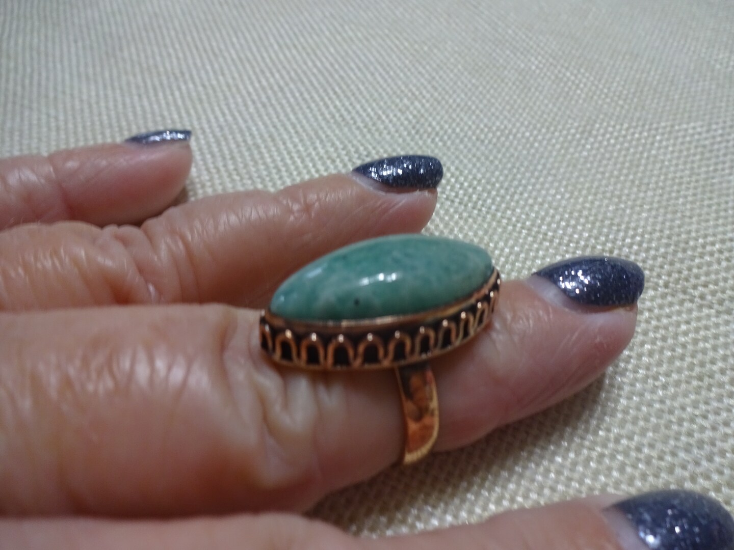 Gorgeous AMAZONITE Handmade Copper Ring Size 7.25 416B product 2