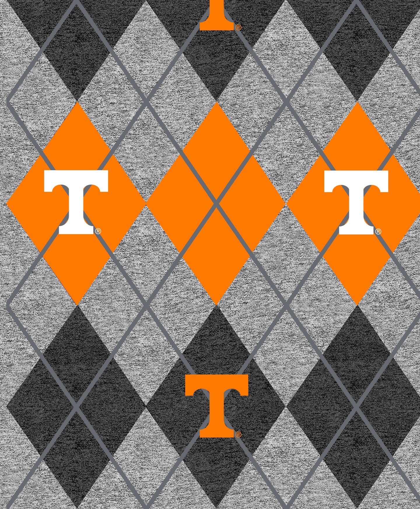 Sykel Enterprises-University of Tennessee Fleece Fabric-Tennessee Volunteers Heather Argyle Fleece Blanket Fabric-Sold by the yard