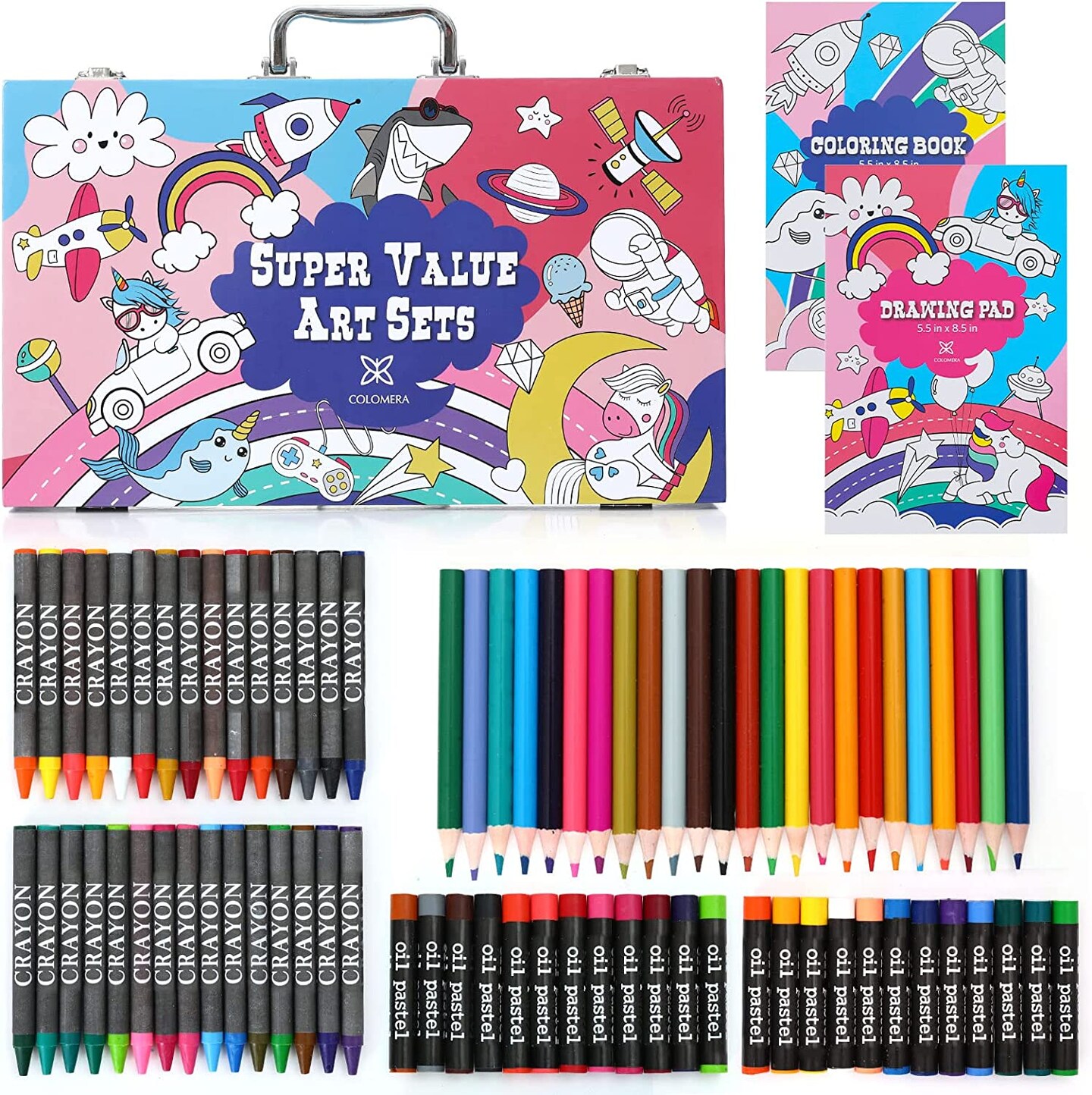  276 PCS Art Supplies Drawing Art Kit for Kids Adults Set with  Double Sided Trifold Easel Box with Oil Pastels, Crayons, Colored Pencils,  Paint Brush, Watercolor Cakes ect. Gift for Girls
